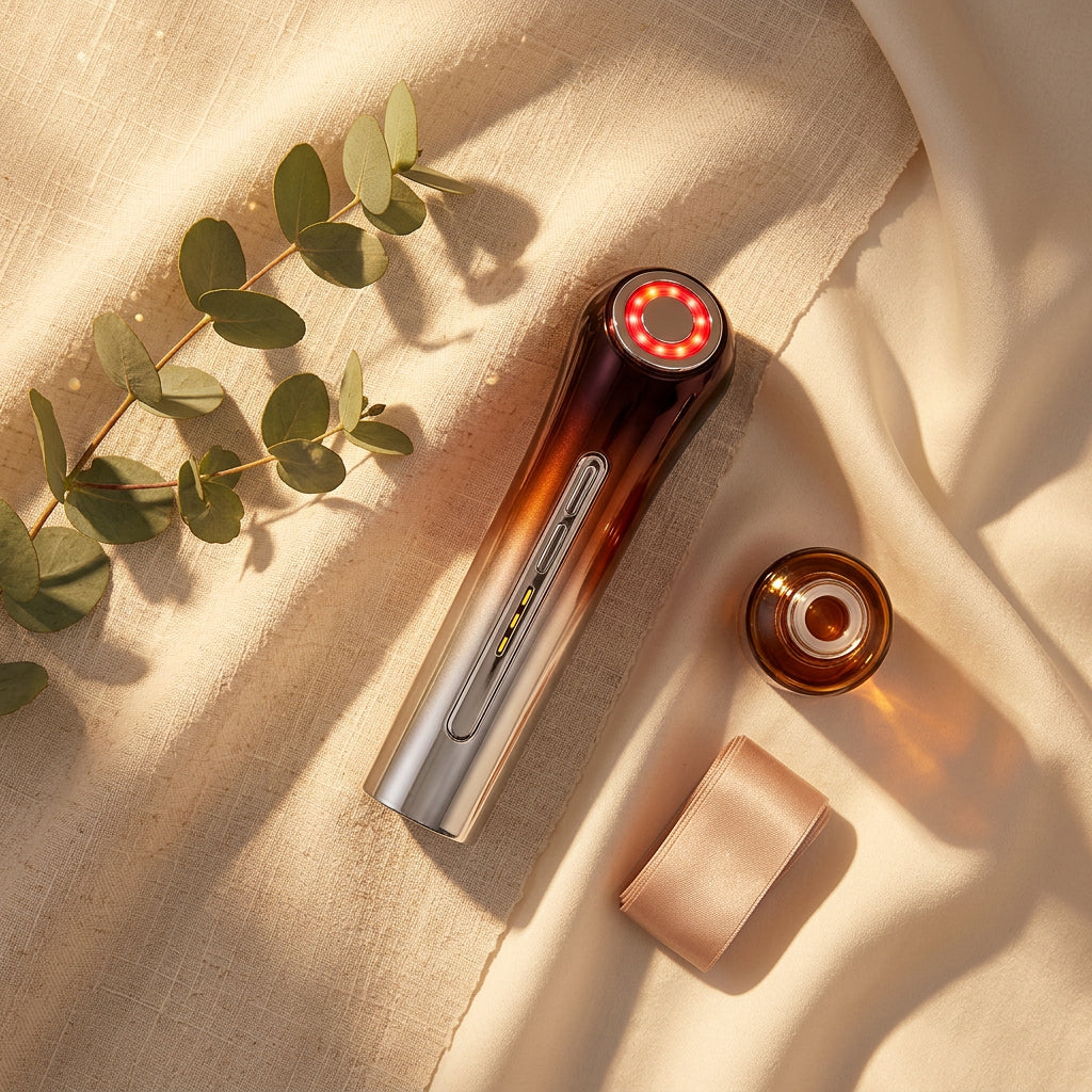 EMS Microcurrent Facial Lifting Device flat lay