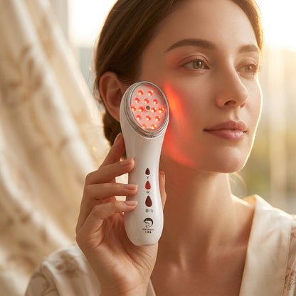 RF LED skincare device lifestyle view